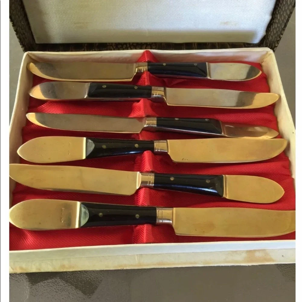 Vintage Onyx Mini Appetizer Knives Dinnerware Set